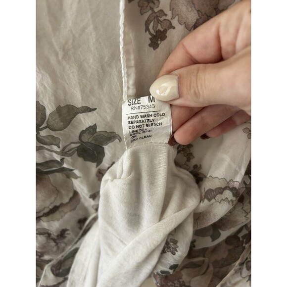 Angela Moda Italy Women’s M 100% Silk Blouse Floral Ruffle Lined Fairycore - Picture 4 of 5